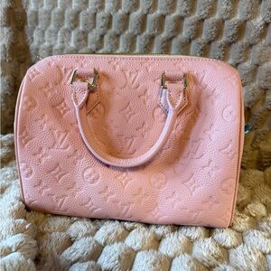 Pink Embossed Leather Handbag